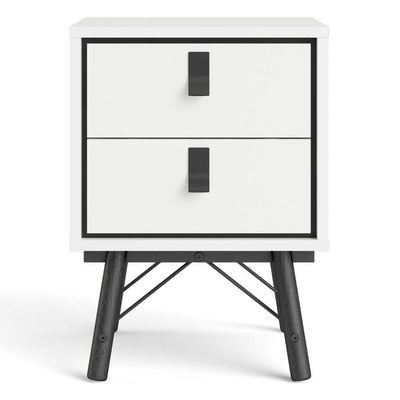 Ry Bedside Cabinet 2 Drawer In Matt White