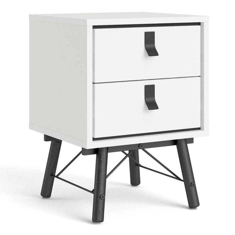 Ry Bedside Cabinet 2 Drawer In Matt White