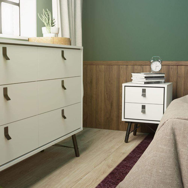 Ry Bedside Cabinet 2 Drawer In Matt White