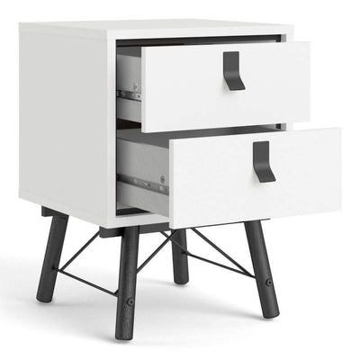 Ry Bedside Cabinet 2 Drawer In Matt White