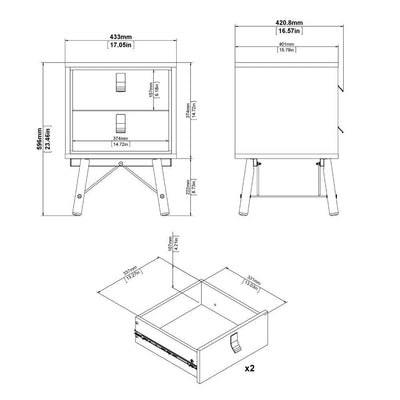 Ry Bedside Cabinet 2 Drawer In Matt White