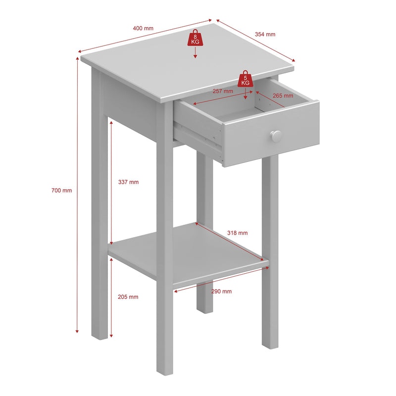 Tromso 1 Drawer Nightstand Grey