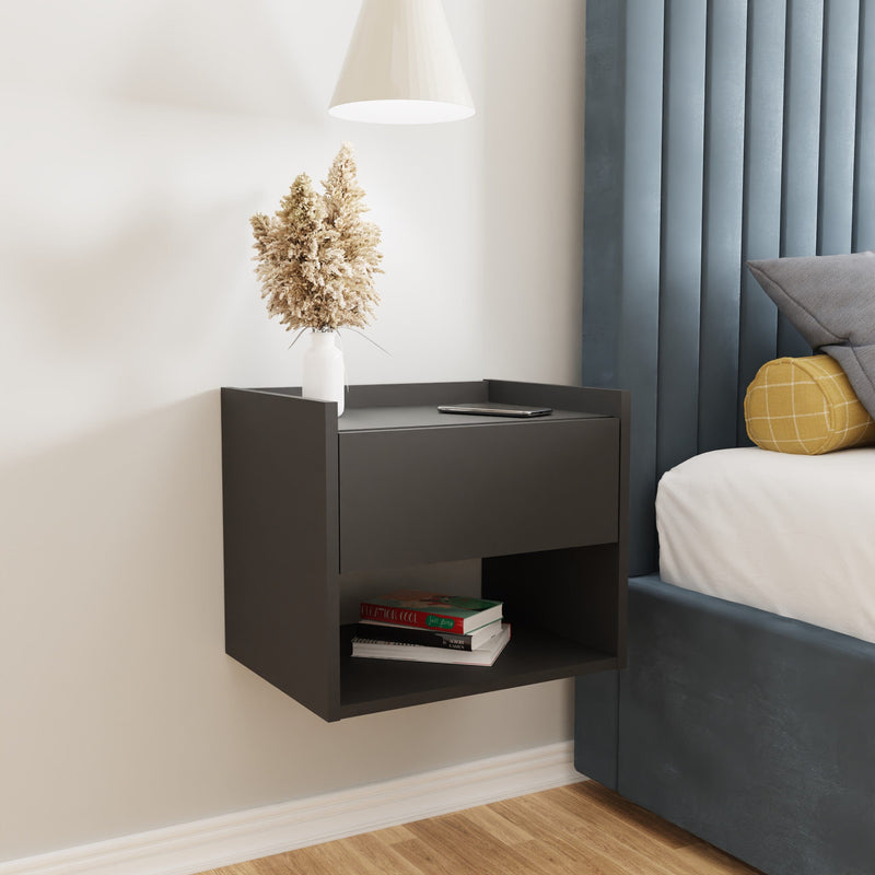 Harmony Wall Mounted Pair Of Bedside Tables Anthracite - GFW