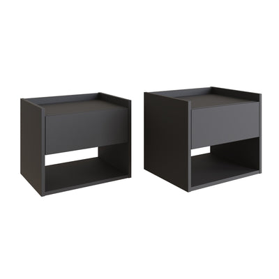 Harmony Wall Mounted Pair Of Bedside Tables Anthracite - GFW