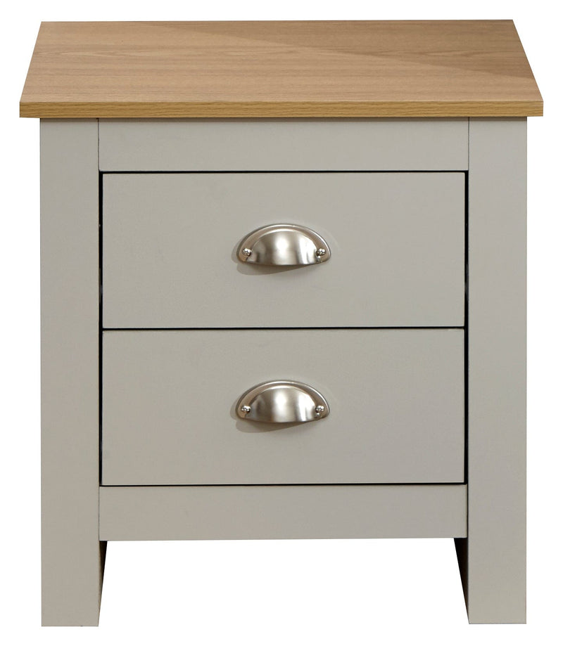 Lancaster 2 Drawer Bedside Grey