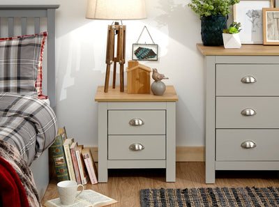 Lancaster 2 Drawer Bedside Grey