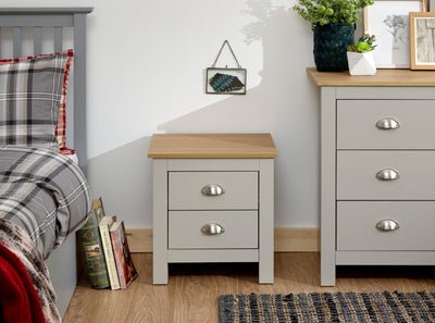 Lancaster 2 Drawer Bedside Grey