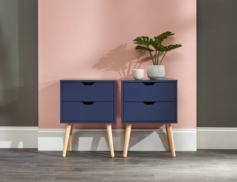 Nyborg Pair Of 2 Drawer Bedsides Nightshadow Blue