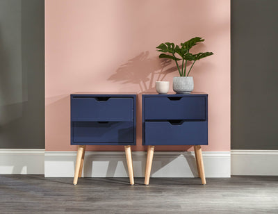 Nyborg Pair Of 2 Drawer Bedsides Nightshadow Blue