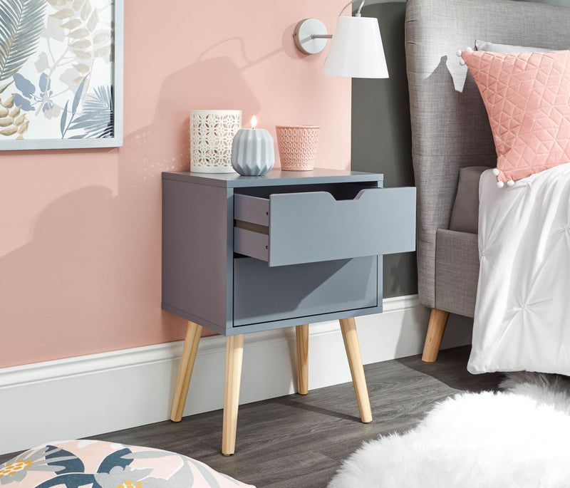 Nyborg Single 2 Drawer Bedside Dark Grey