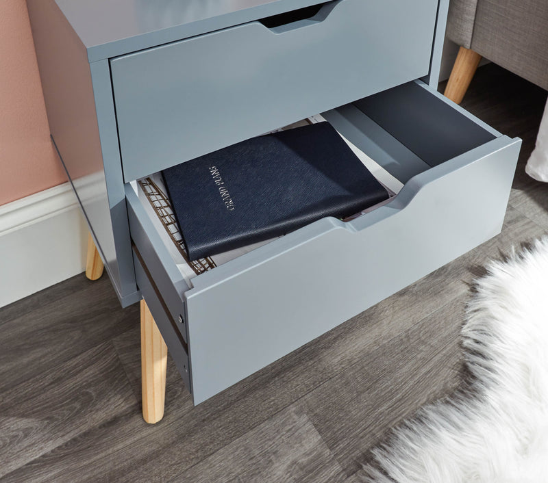 Nyborg Single 2 Drawer Bedside Dark Grey