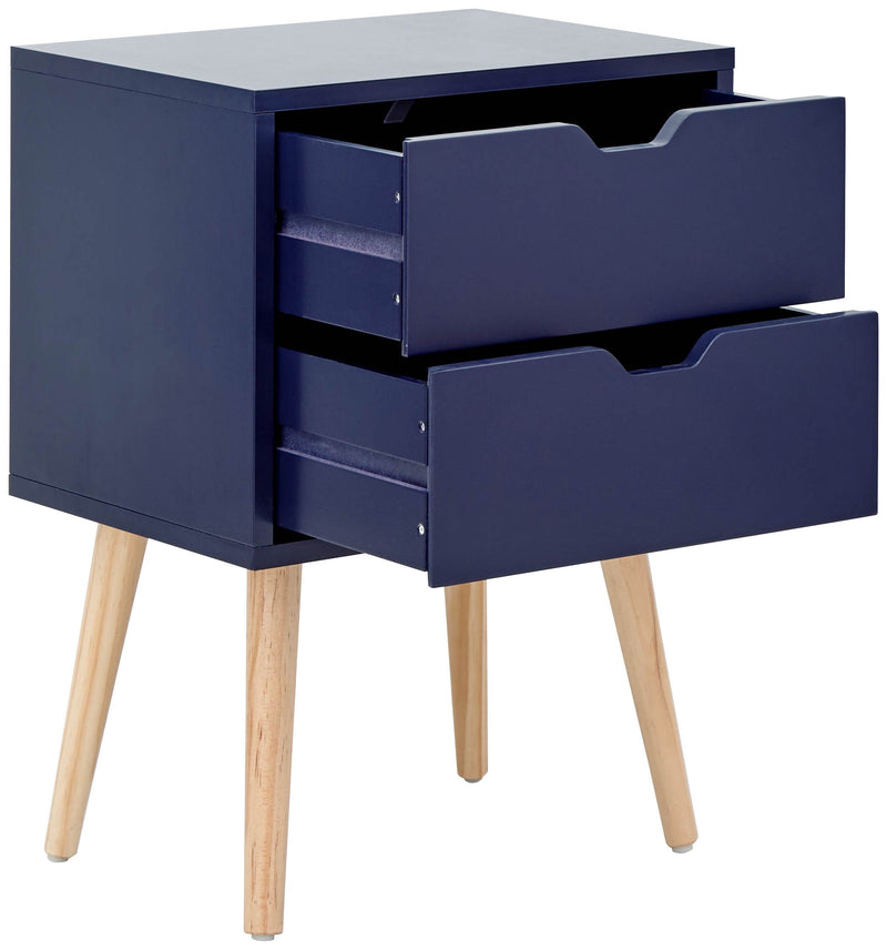 Nyborg Single 2 Drawer Bedside Nightshadow Blue