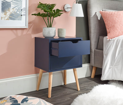 Nyborg Single 2 Drawer Bedside Nightshadow Blue