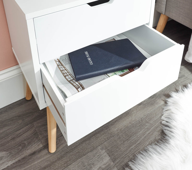 Nyborg Single 2 Drawer Bedside White