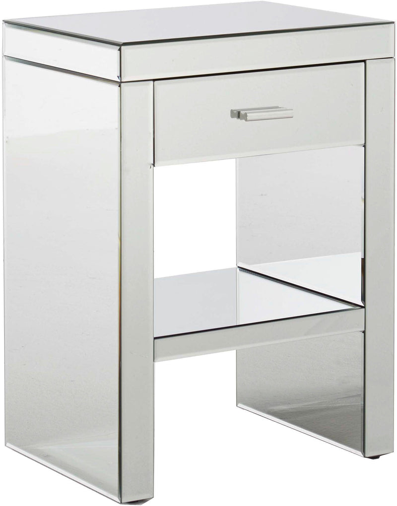 Venetian 1 Drawer Bedside Clear Mirror Finish