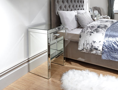 Venetian 1 Drawer Bedside Clear Mirror Finish