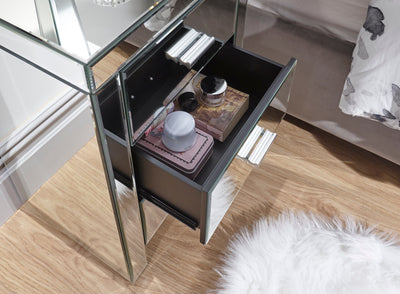 Venetian 3 Drawer Bedside Clear Mirror Finish