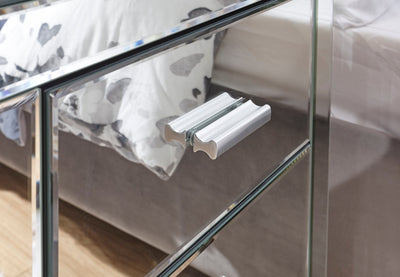 Venetian 3 Drawer Bedside Clear Mirror Finish