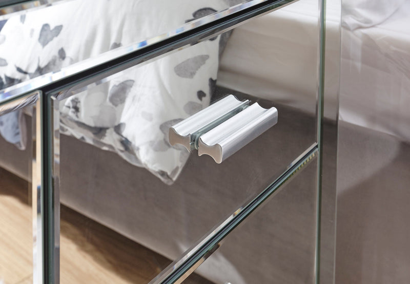 Venetian 3 Drawer Bedside Clear Mirror Finish