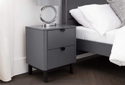 Chloe 2 Drawer Bedside - Storm Grey/Black