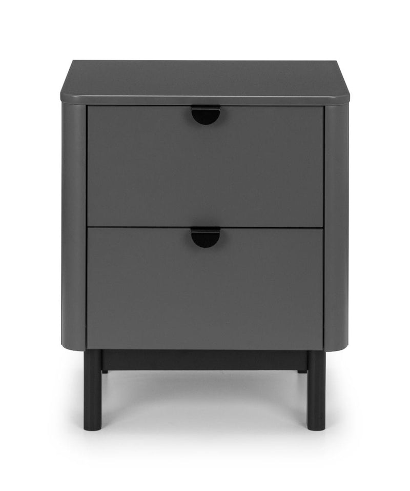 Chloe 2 Drawer Bedside - Storm Grey/Black