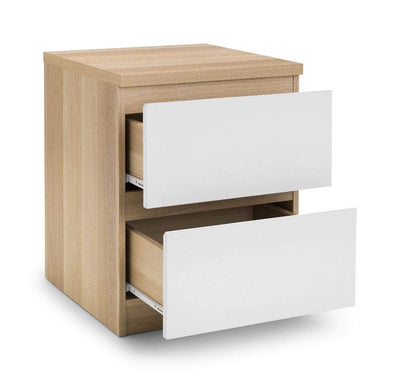 Jupiter  2 Drawer Bedside White & Oak