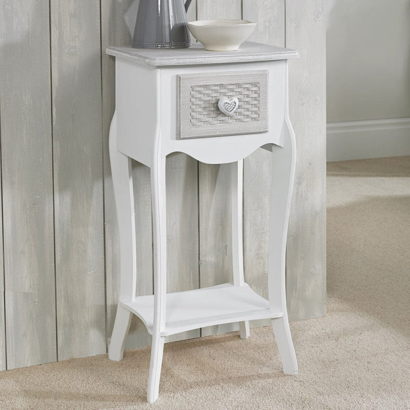 Brittany 1 Drawer Bedside White-Grey