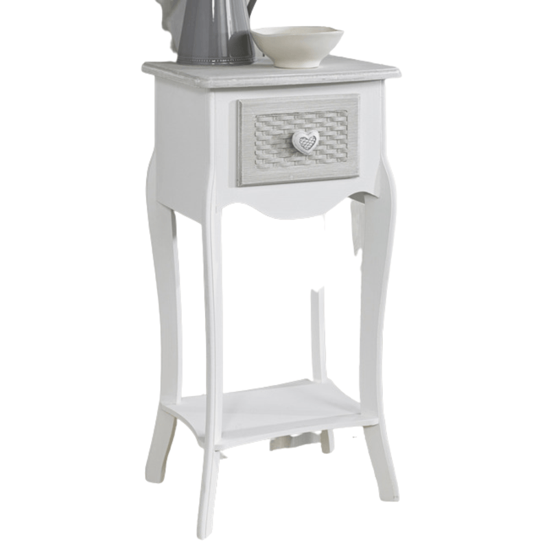 Brittany 1 Drawer Bedside White-Grey