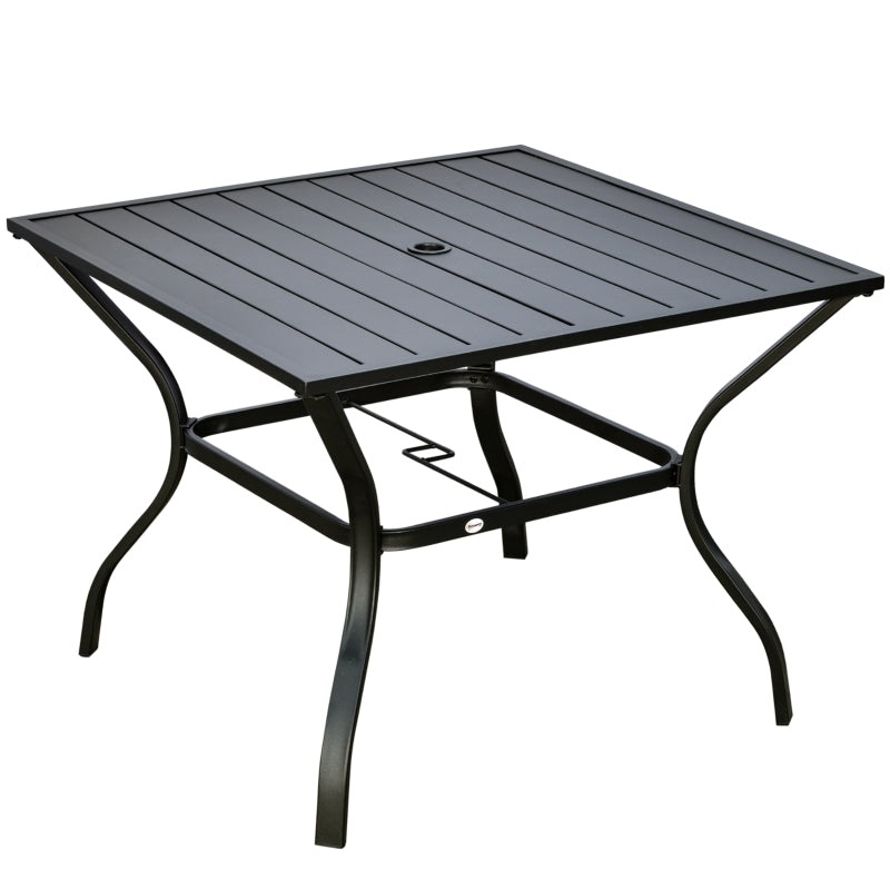 Garden Table With Parasol Hole- Black