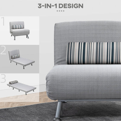 Adjustable Back Futon Sofa Chair - Grey