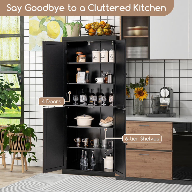 4 Door Freestanding Kitchen Pantry Buffet Cabinet-Black