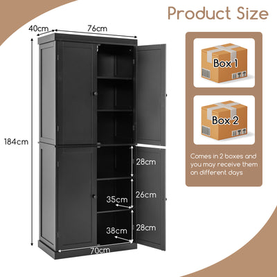 4 Door Freestanding Kitchen Pantry Buffet Cabinet-Black