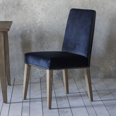 Paque Atlantic Blue Velvet Dining Chair