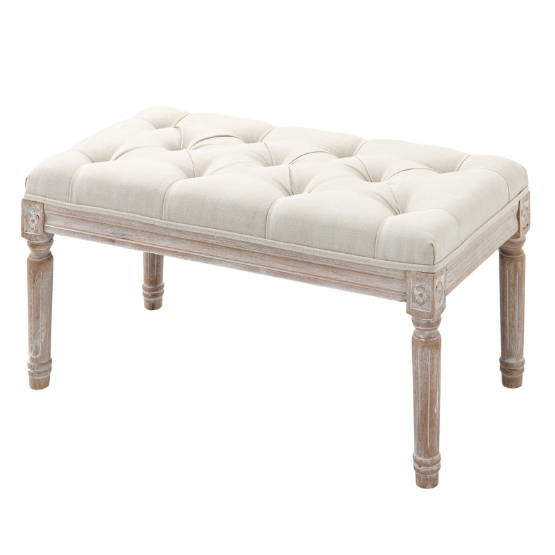 Bed End Stool Accent Bench- Beige