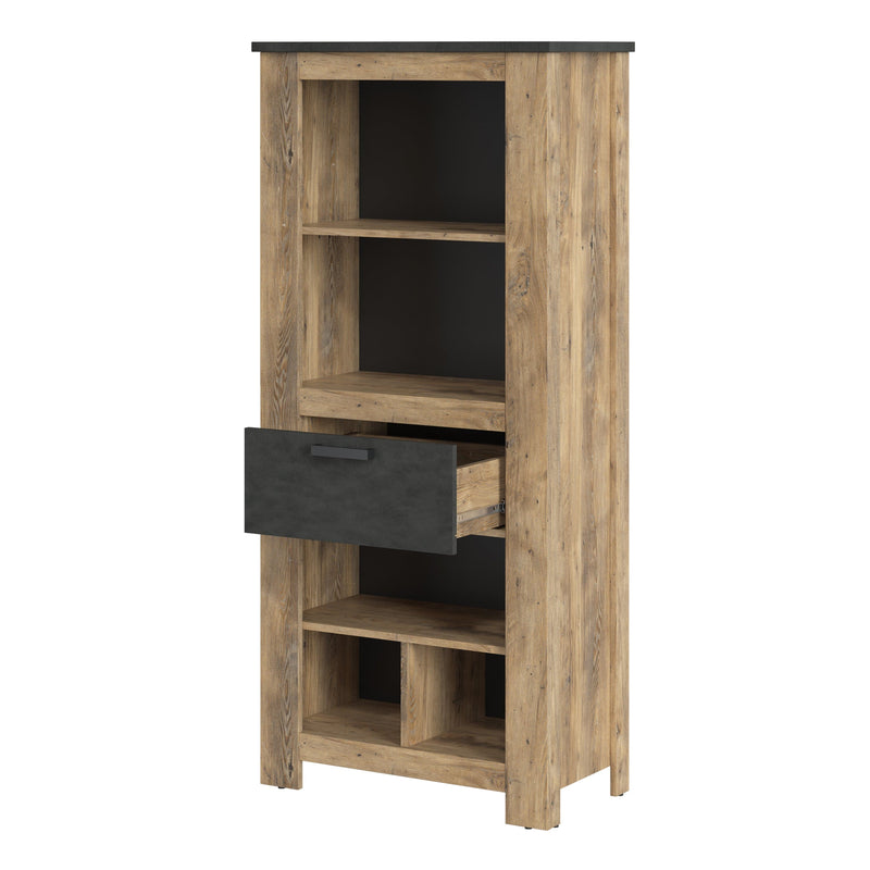 Rapallo - Rapallo 1 drawer bookcase in Chestnut and Matera Grey