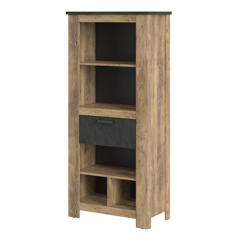 Rapallo - Rapallo 1 drawer bookcase in Chestnut and Matera Grey