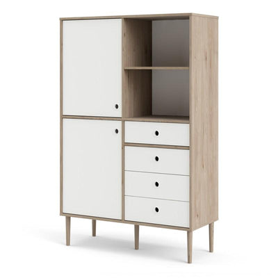 Rome Bookcase 2 Doors + 4 Drawers in Jackson Hickory Oak with Matt White