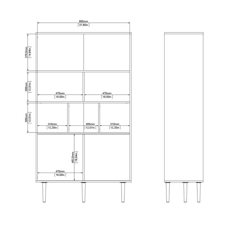 Rome Bookcase 2 sliding Doors in Jackson Hickory Oak with Matt White