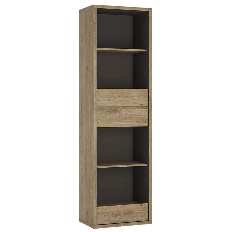 Shetland Tall Narrow 3 Drawer bookcase Shetland Oak Finish