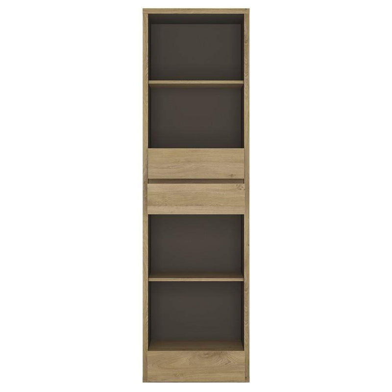 Shetland Tall Narrow 3 Drawer bookcase Shetland Oak Finish