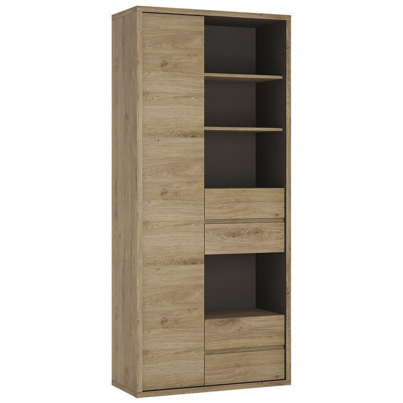 Shetland Tall wide 1 door 4 drawer bookcase Shetland Oak Finish