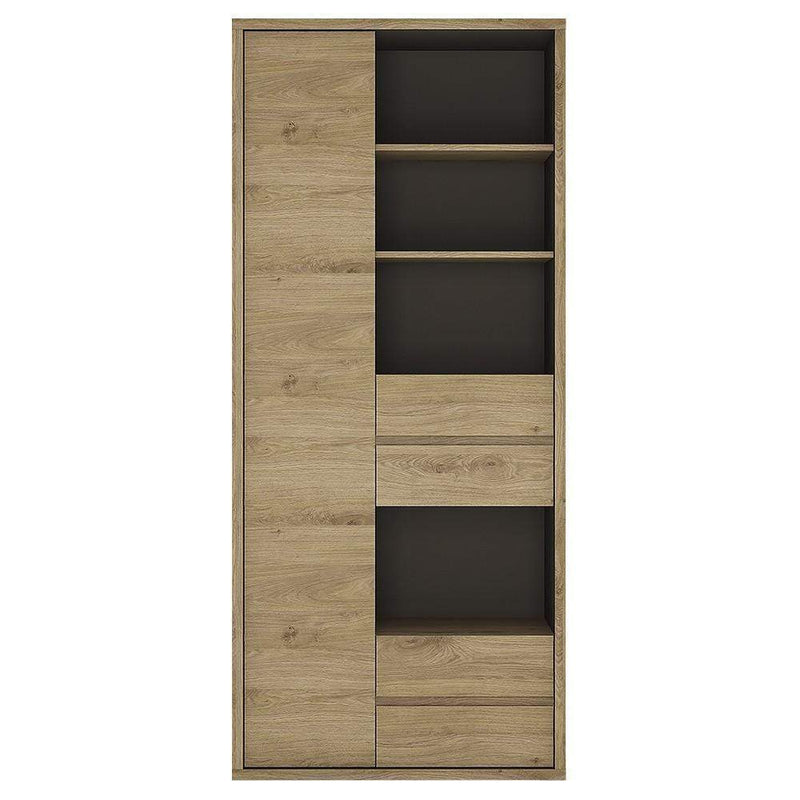 Shetland Tall wide 1 door 4 drawer bookcase Shetland Oak Finish