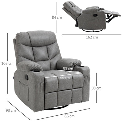 Faux Leather Reclining Armchair - Grey