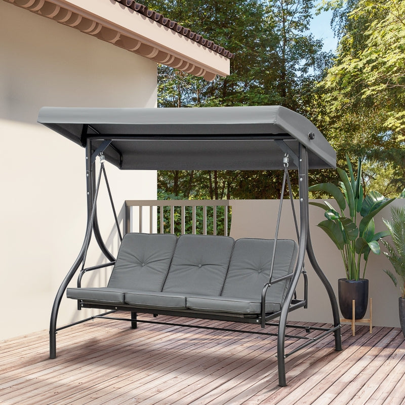 3 Seater Canopy Swing Chair- Dark Grey