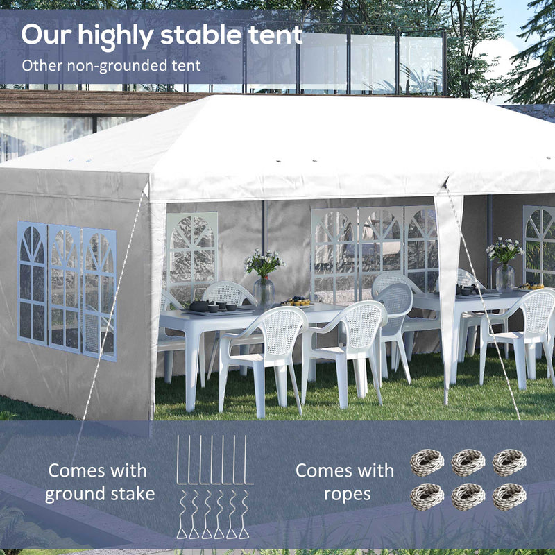 Outsunny 3 x 6m Pop Up Gazebo, Height Adjustable Marquee Party Tent with Sidewalls and Storage Bag, White