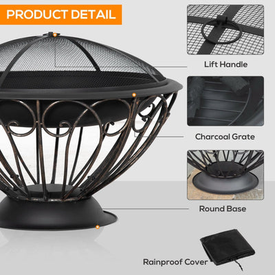 Outdoor Fire Pit For Garden, Bronze