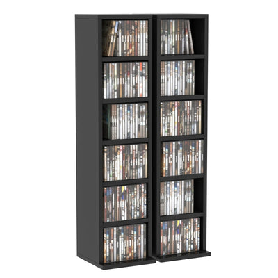 Set Of 2 CD Media Display Shelf Unit Tower Rack