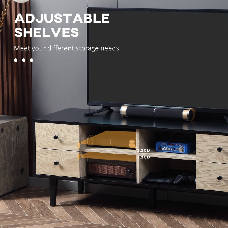 Black Boxy TV Stand, With Wood-Effect Drawers