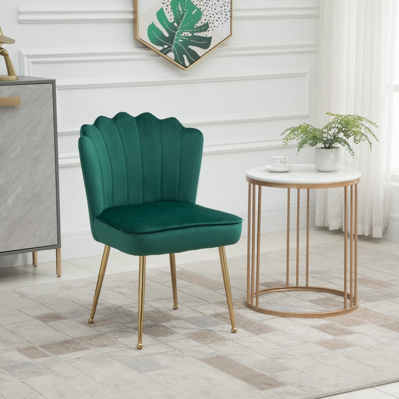 Velvet-Feel Shell Luxe Accent Chair, Green