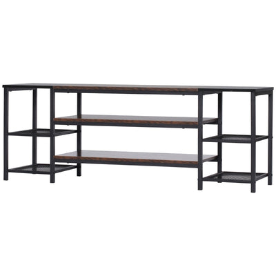 Industrial-Style Open Shelf TV Stand - Black